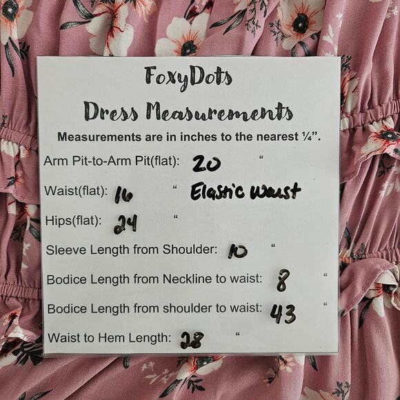 Lily Rose Pink Floral Square Neck Short Sleeve Blouson Peasant Midi Dress 1X - Picture 7 of 9